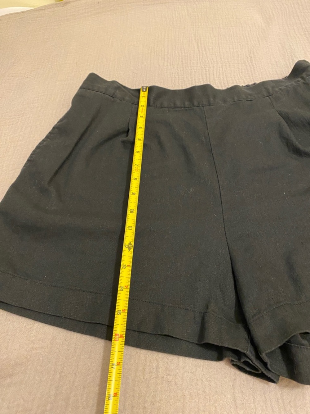 MADEWELL Clean Pull-On Shorts  Black Linen-Cotton Flat Front NJ683. Size XL - Picture 7 of 10